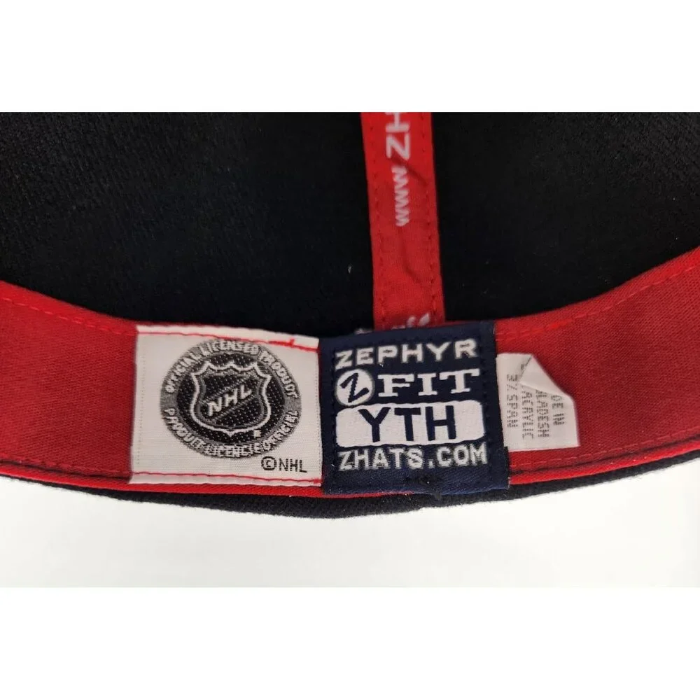 NWT Zephyr KB‎ Baseball Hat Cap Retro Fitted Youth Size Black Red Flat Brim NEW